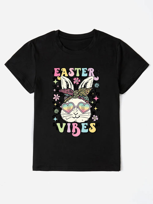 EASTER VIBES Round Neck Short Sleeve T-Shirt nicholesgifts