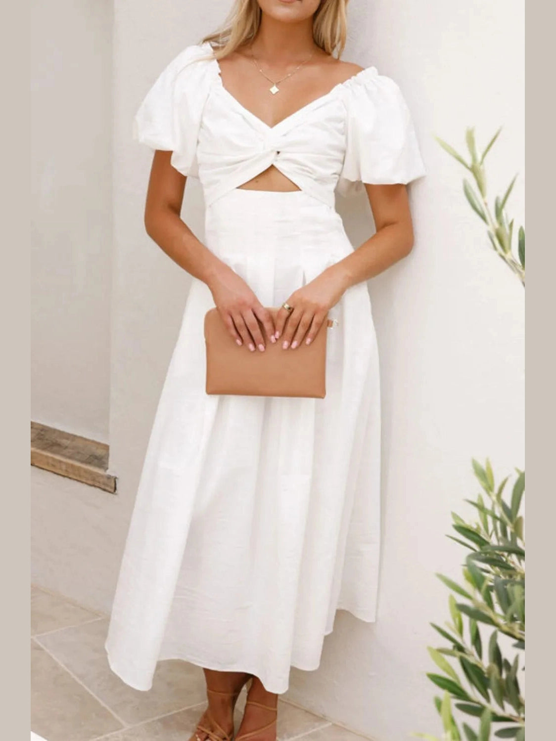 Sweetheart Neck Puff Sleeve Dress NicholesGifts