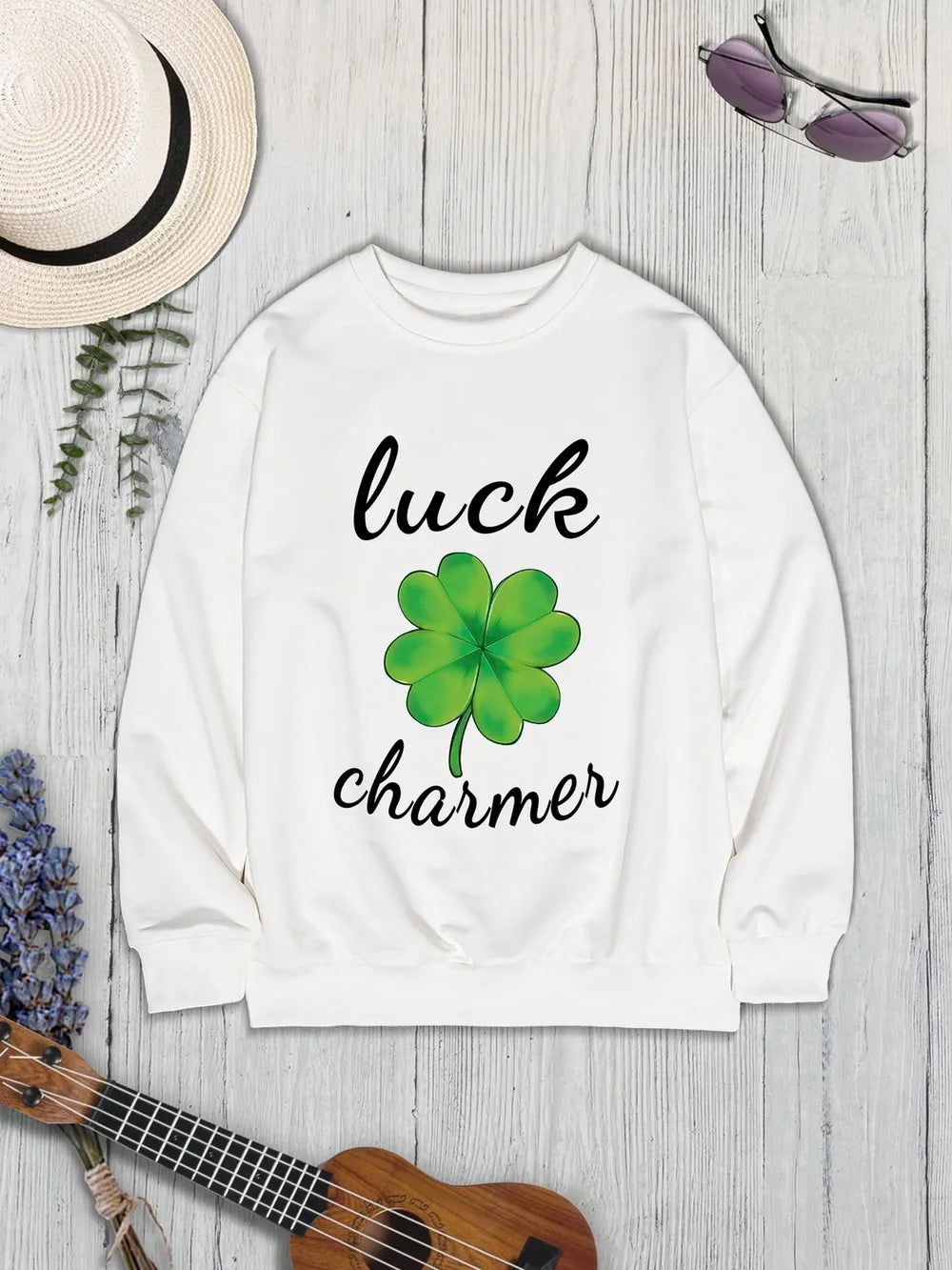 LUCK CHARMER Round Neck Sweatshirt nicholesgifts