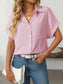 Mandy Pocketed Striped Collared Neck Short Sleeve Shirt nicholesgifts