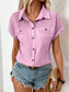 Pleated Detail Collared Neck Short Sleeve Shirt nicholesgifts