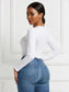 Round Neck Long Sleeve Bodysuit nicholesgifts