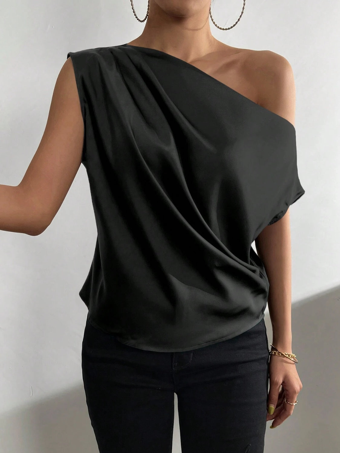 Ruched Single Shoulder Blouse nicholesgifts