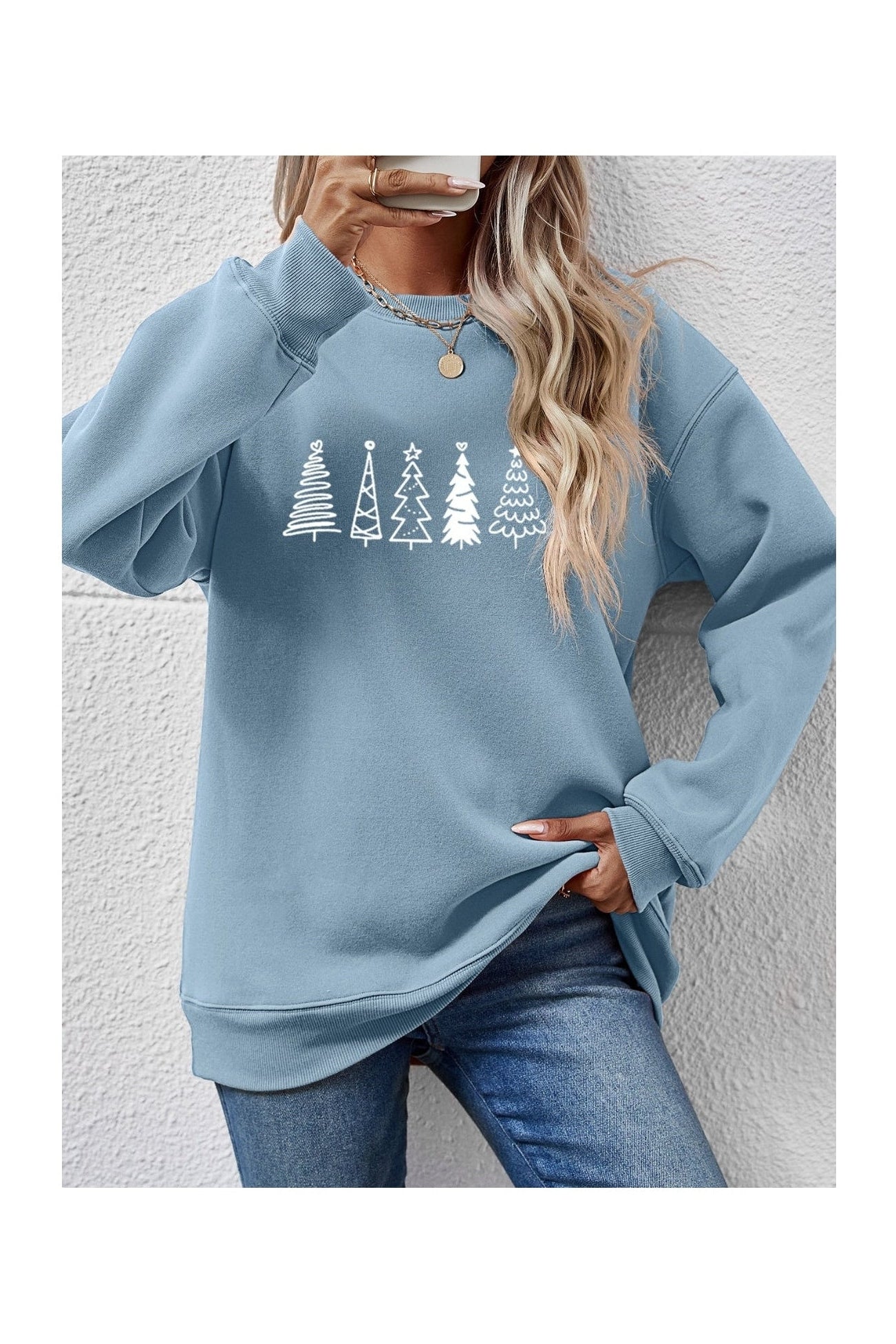 Christmas Tree Graphic Drop Shoulder Sweatshirt nicholesgifts