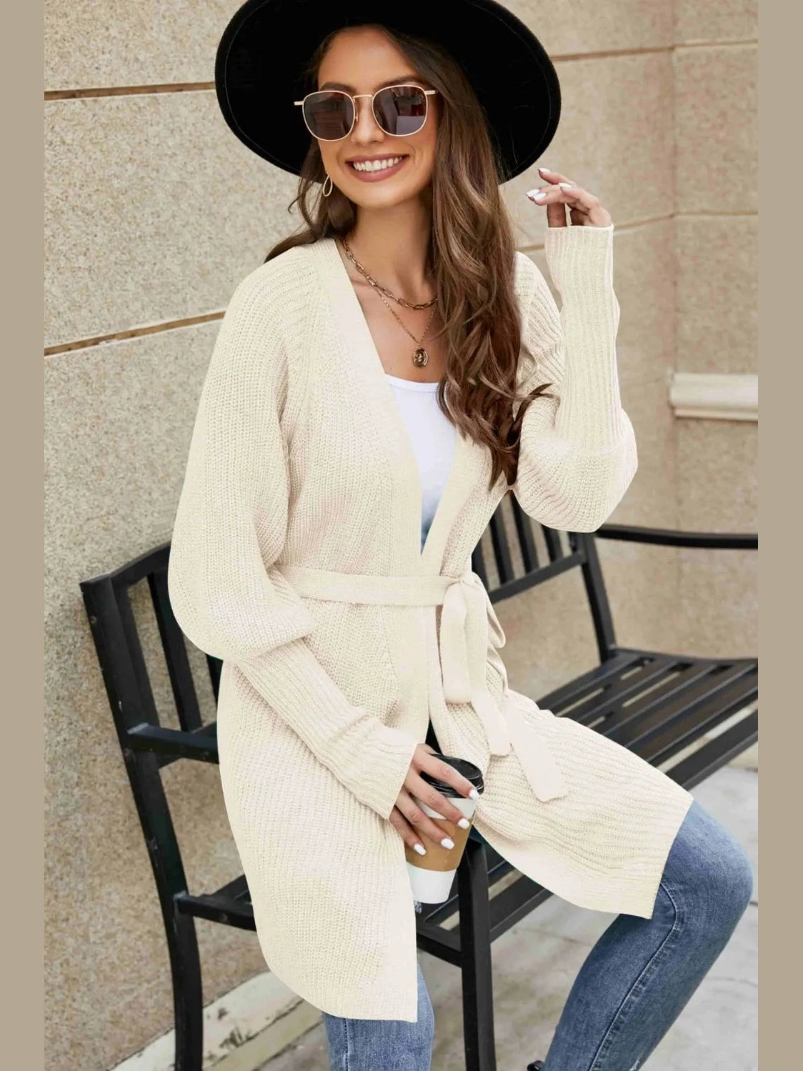 Open Front Lantern Sleeve Cardigan nicholesgifts