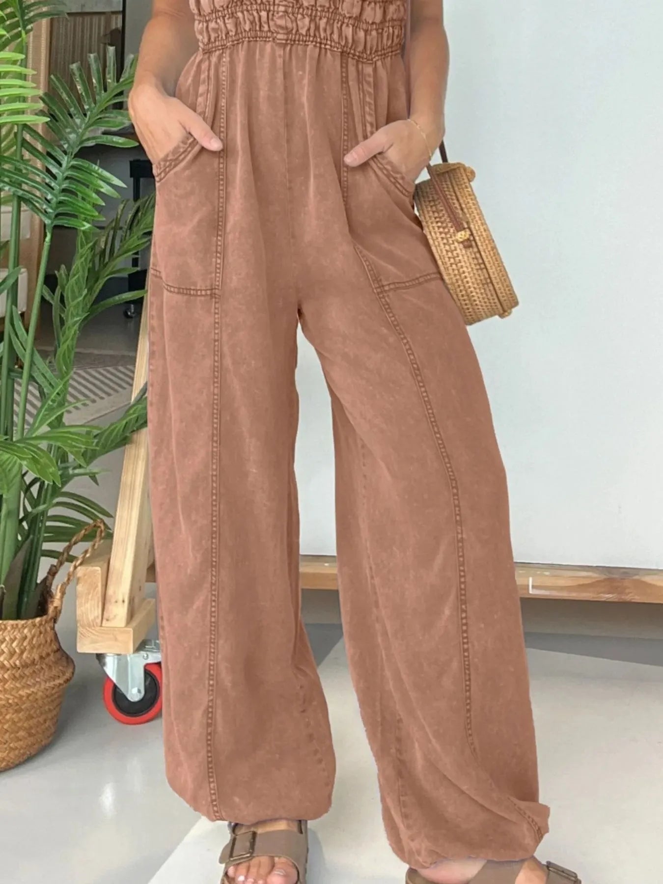 Full Size Wide Leg Spaghetti Strap Jumpsuit Plus Size nicholesgifts