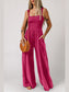 Smocked Square Neck Wide Leg Jumpsuit with Pockets nicholesgifts