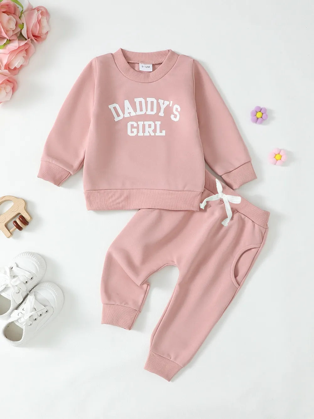 Children's Letter Graphic Sweatshirt and Pants Set Trendsi