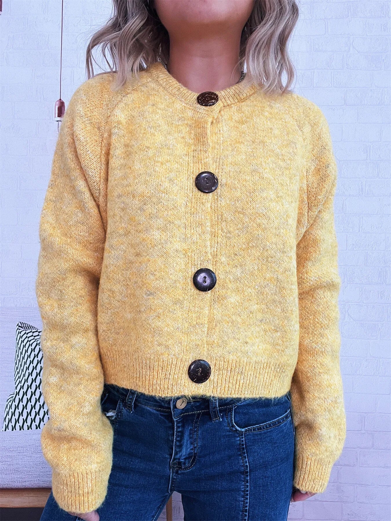 Button-Up Raglan Sleeve Cardigan