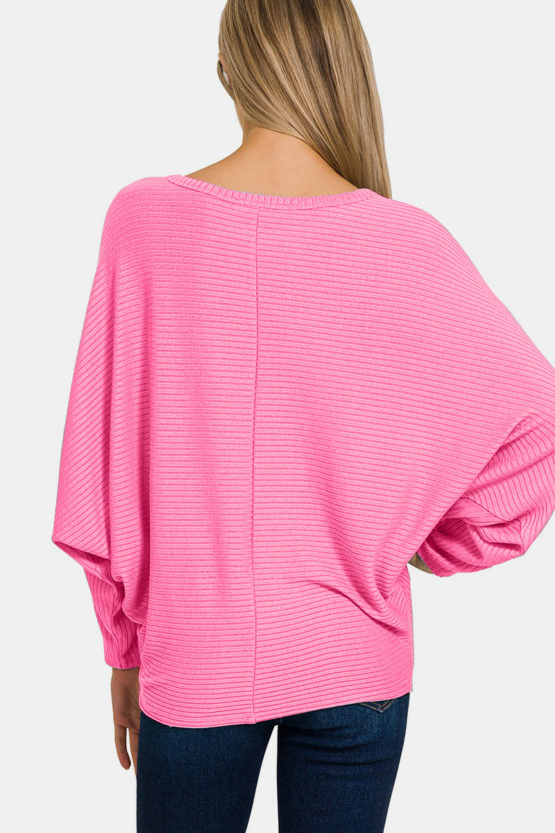 Zenana Ribbed Round Neck Long Sleeve Top nicholesgifts