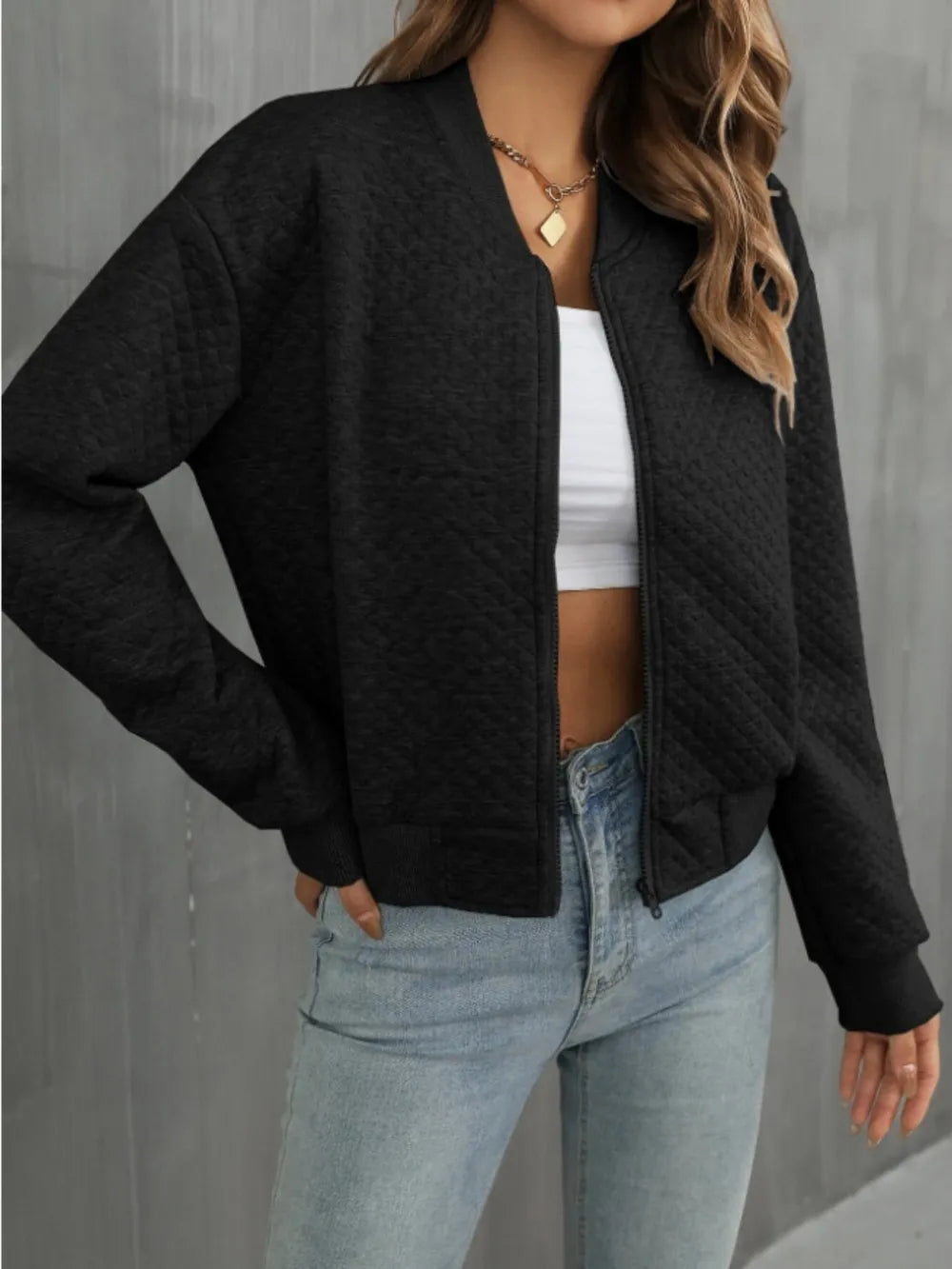 Zip Up Long Sleeve Jacket nicholesgifts