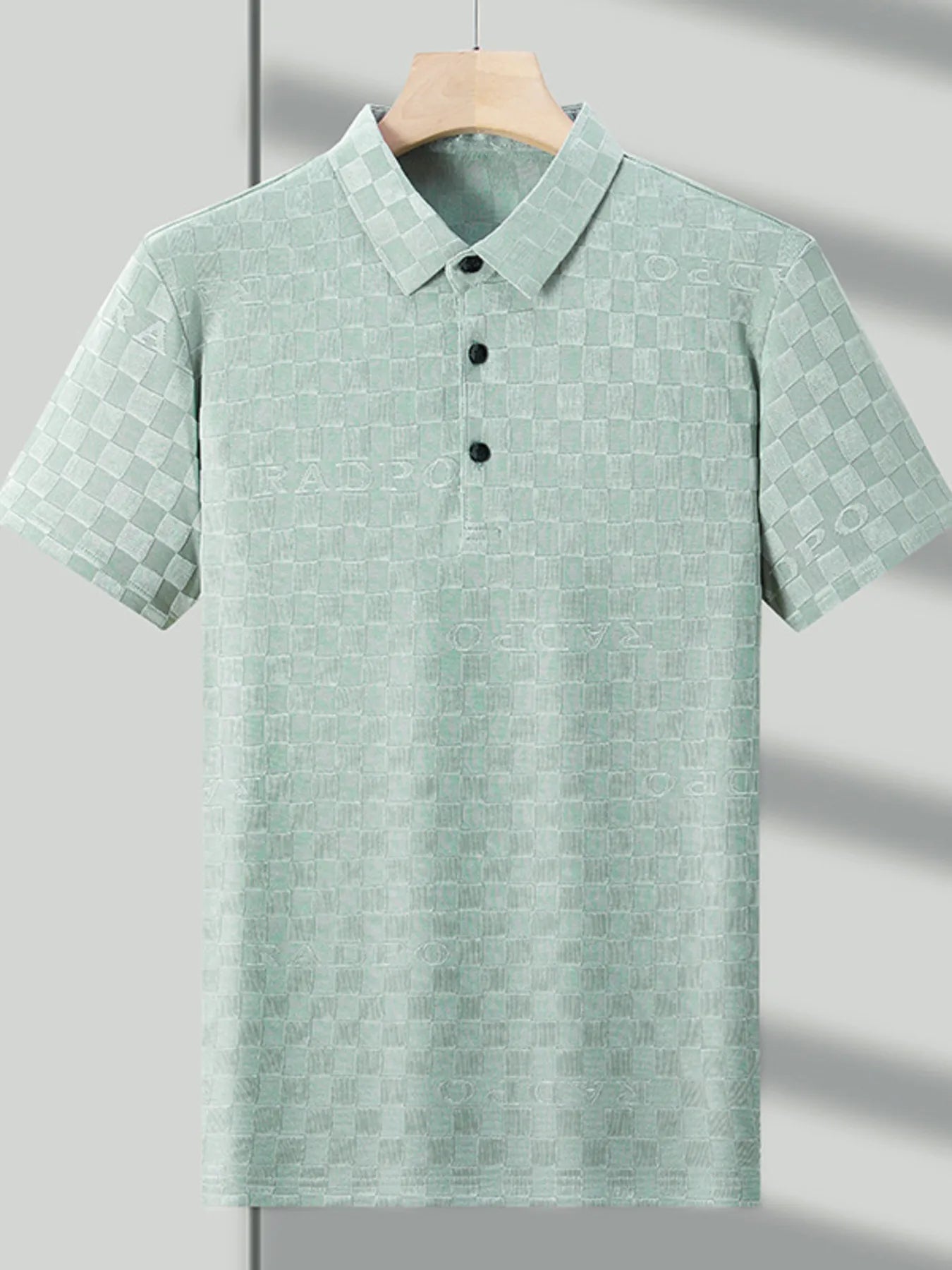 Men's Plus Size Checkered Pattern Short Sleeve Casual Polo Shirt NicholesGifts