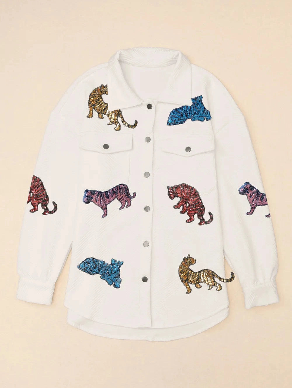 Tiger Sequin Dropped Shoulder Jacket nicholesgifts