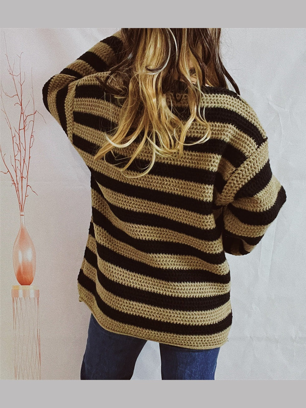 Striped Round Neck Long Sleeve Sweater NicholesGifts