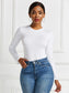 Round Neck Long Sleeve Bodysuit nicholesgifts