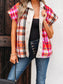Sherpa Plaid Snap Down Vest Coat nicholesgifts