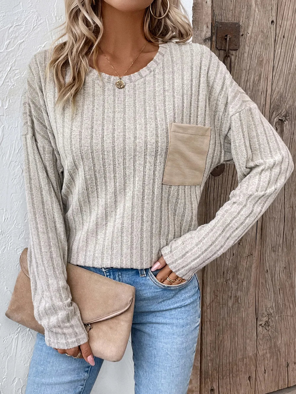 Round Neck Dropped Shoulder T-Shirt nicholesgifts
