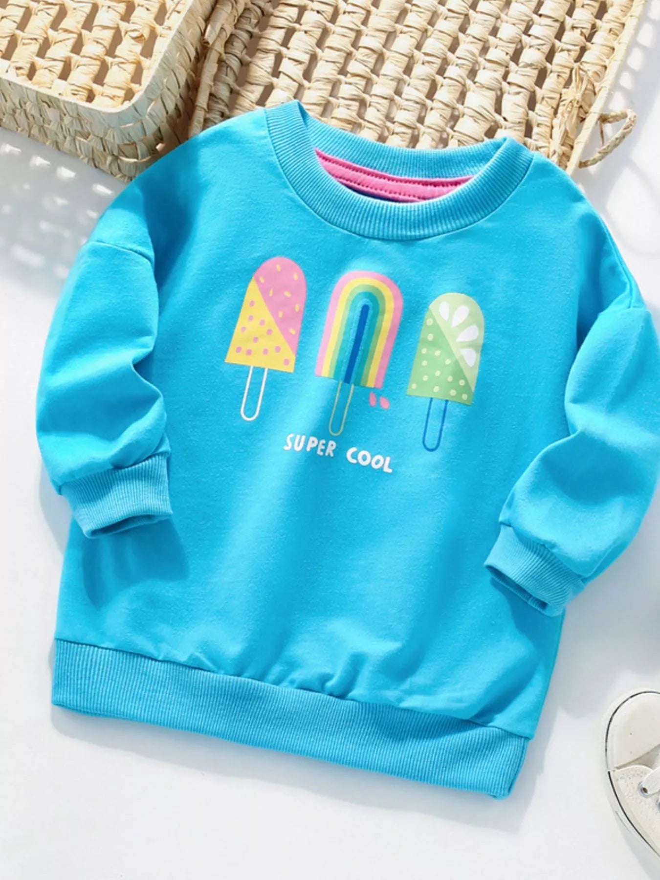 Children's Ice Cream Graphic Round Neck Sweatshirt Trendsi