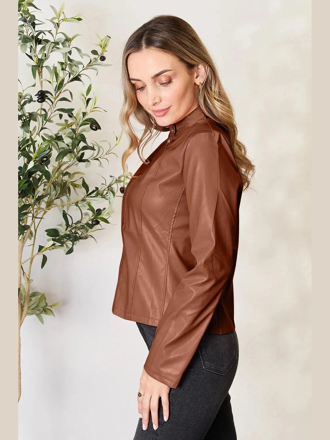 Mock Neck Zip Up Jacket nicholesgifts