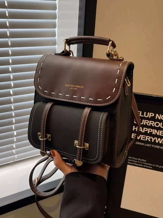 Vintage Style Leather Backpack Bag nicholesgifts