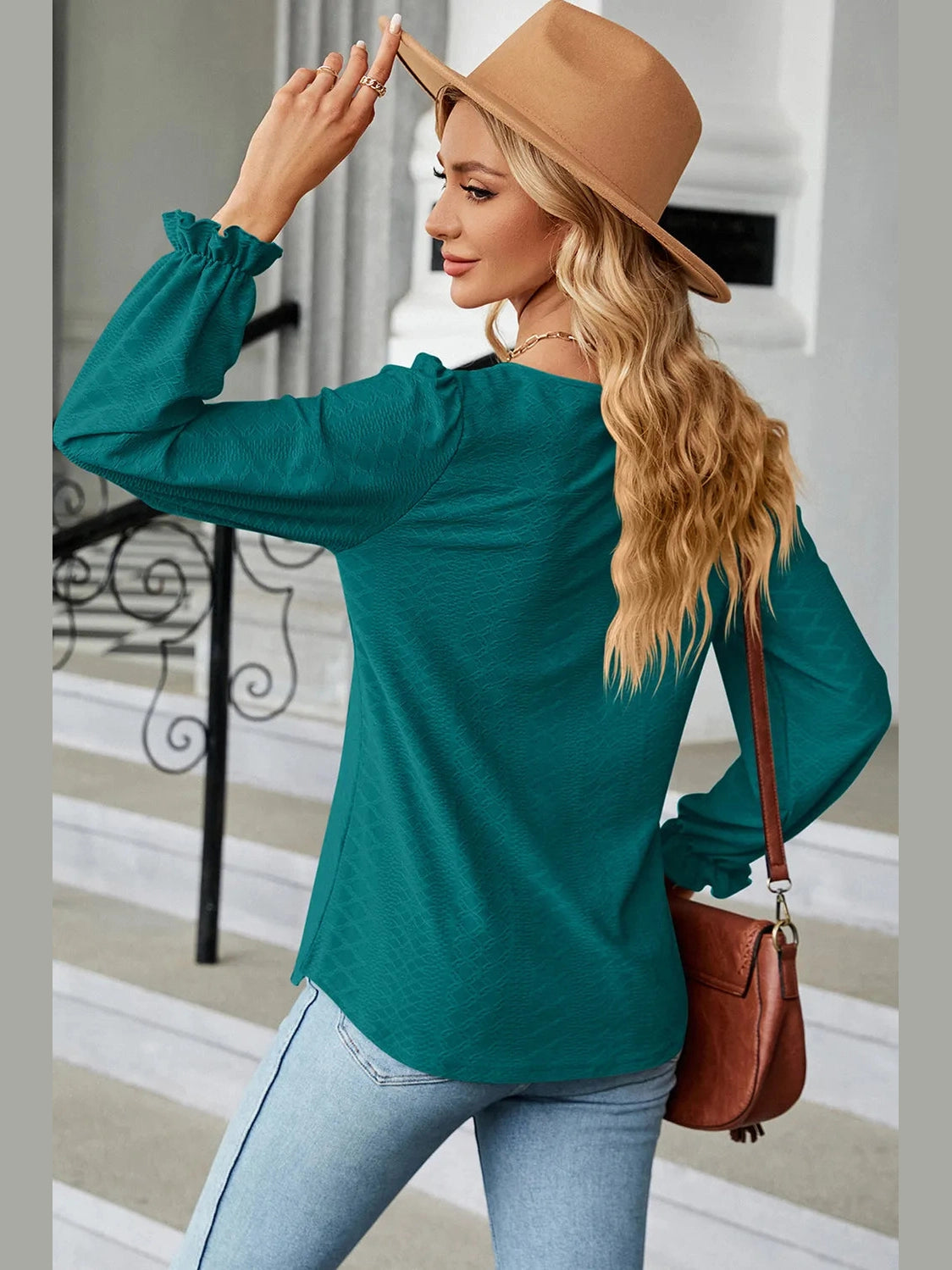 Round Neck Flounce Sleeve T-Shirt NicholesGifts