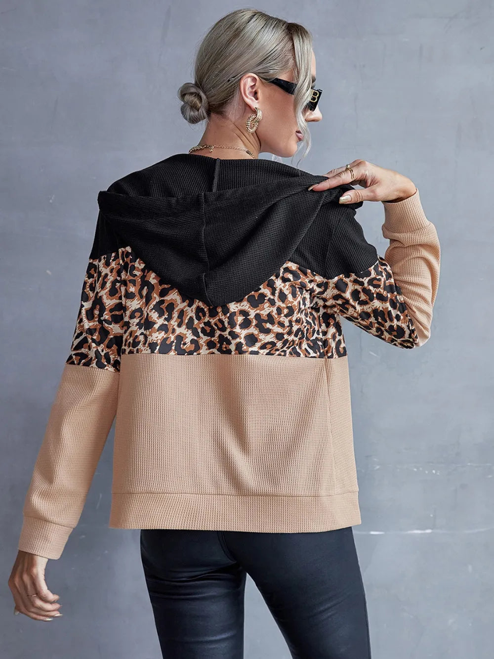Ivy Lane Drawstring Leopard Zip Up Hooded Jacket nicholesgifts