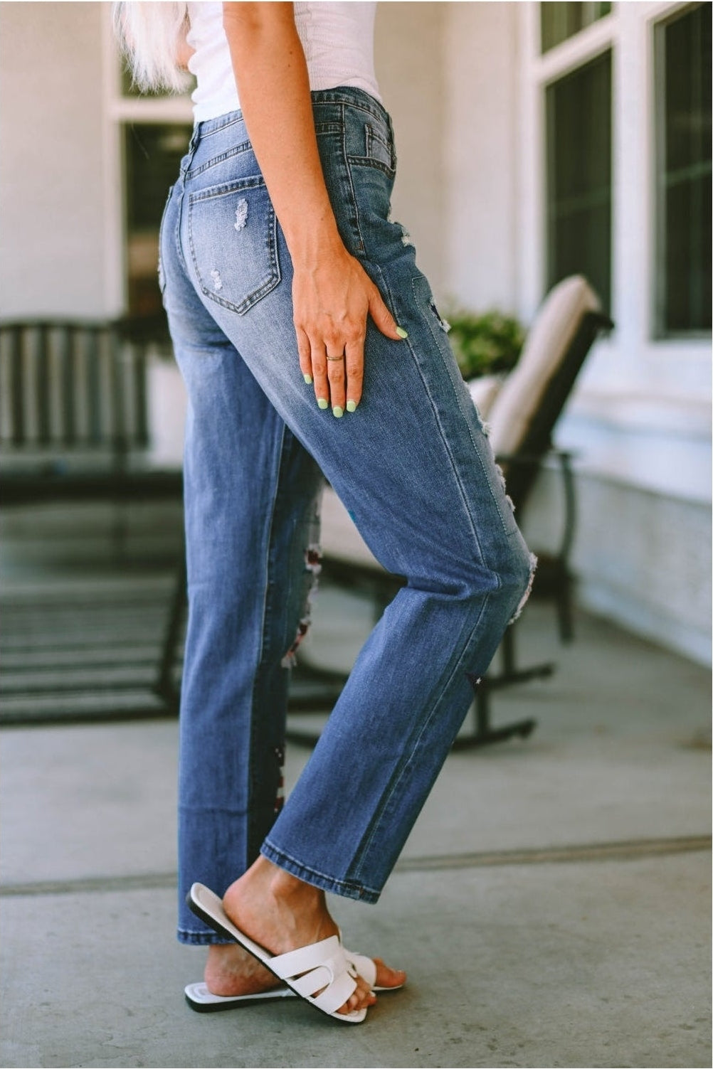 Santa Graphic Distressed Straight Jeans NicholesGifts