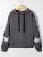 Star Patchwork Contrast Stitching Mineral Wash Kangaroo Pocket Hoodie nicholesgifts