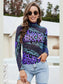 Printed Mock Neck Long Sleeve Blouse nicholesgifts