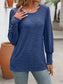 Women Decorative Button Round Neck Long Sleeve T-Shirt nicholesgifts