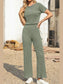 Ribbed Short Sleeve Wide Leg Jumpsuit nicholesgifts