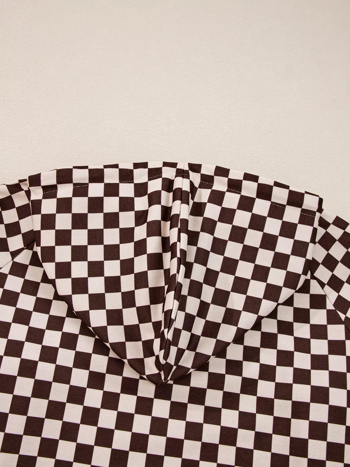 Checkered Drawstring Hoodie and Pants Set Trendsi