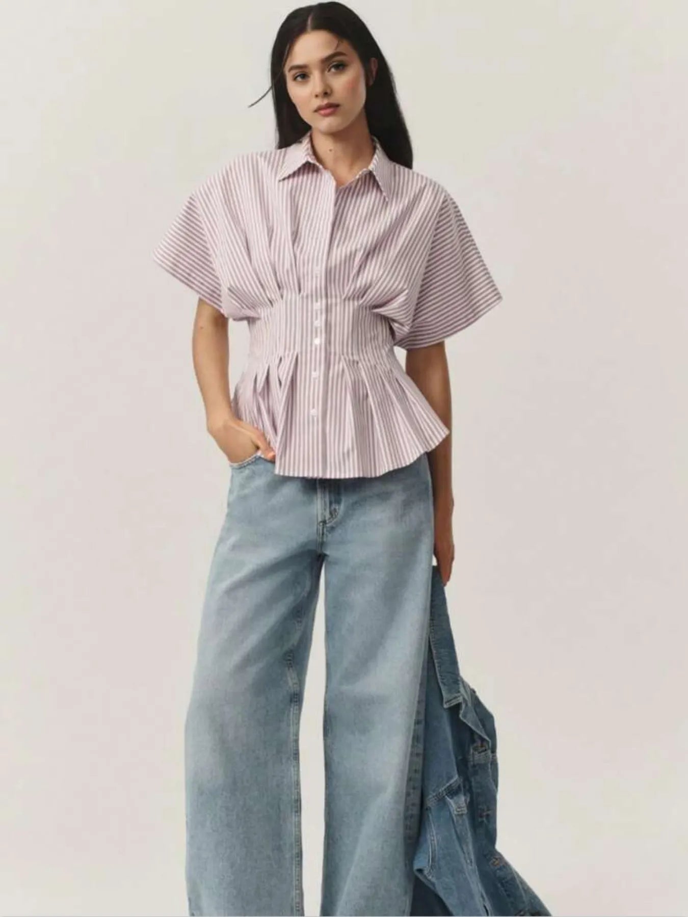 Striped Short Sleeve Button-Up Shirt