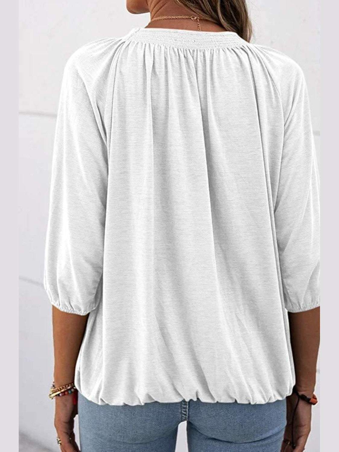 Gathered Detail Round Neck T-Shirt