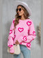 Women Angel Wings Heart Round Neck Dropped Shoulder Long Sleeve Sweater nicholesgifts
