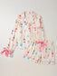 Bow Printed Collared Neck Top and Drawstring Shorts Lounge Set nicholesgifts