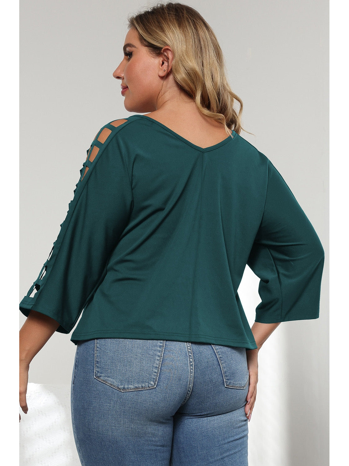 3/4 Sleeve Cutout Detail Top nicholesgifts