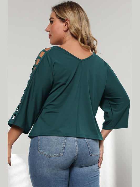 3/4 Sleeve Cutout Detail Top nicholesgifts