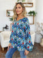 Women Double Take Full Size Printed Balloon Sleeve Blouse nicholesgifts