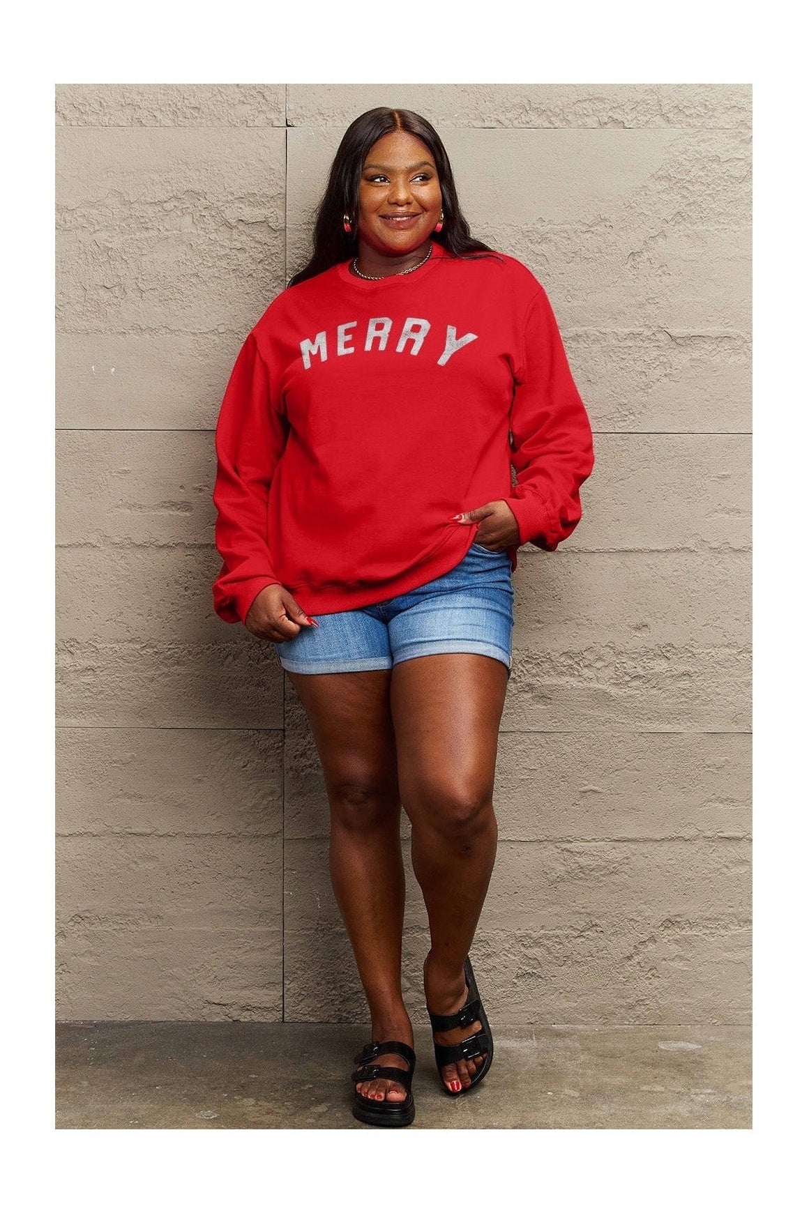 Simply Love Full Size MERRY Graphic Sweatshirt nicholesgifts