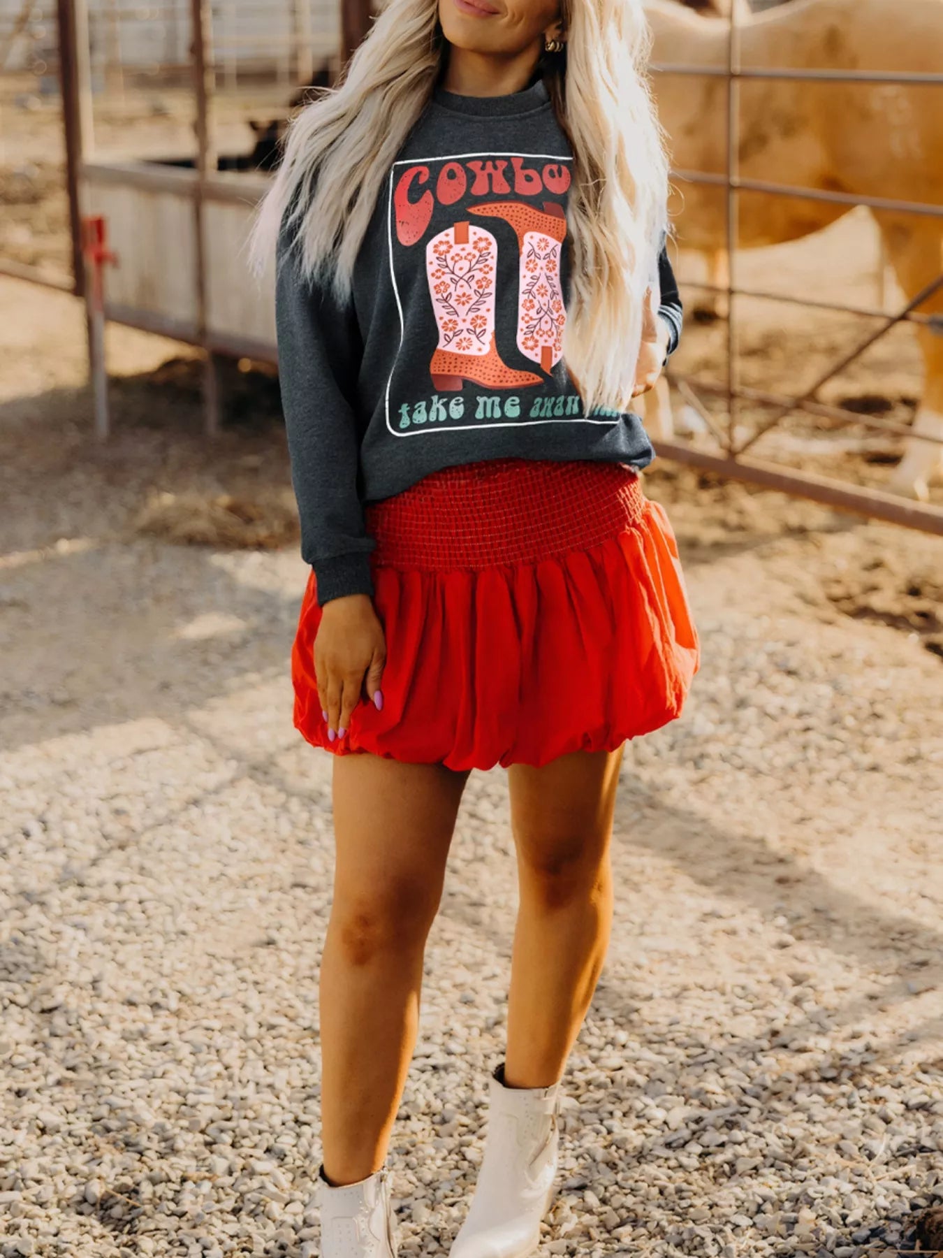 Cowboy Queen Card Drop Shoulder Graphic Sweatshirt Trendsi