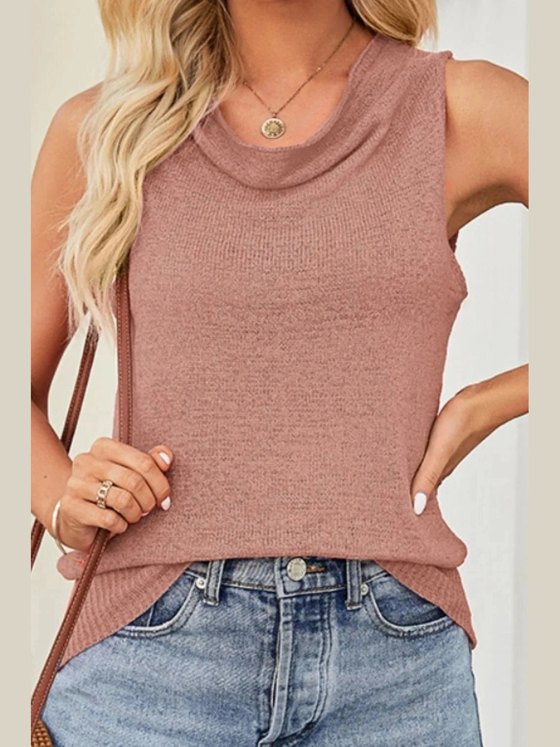 Cowl Neck Knit Vest nicholesgifts