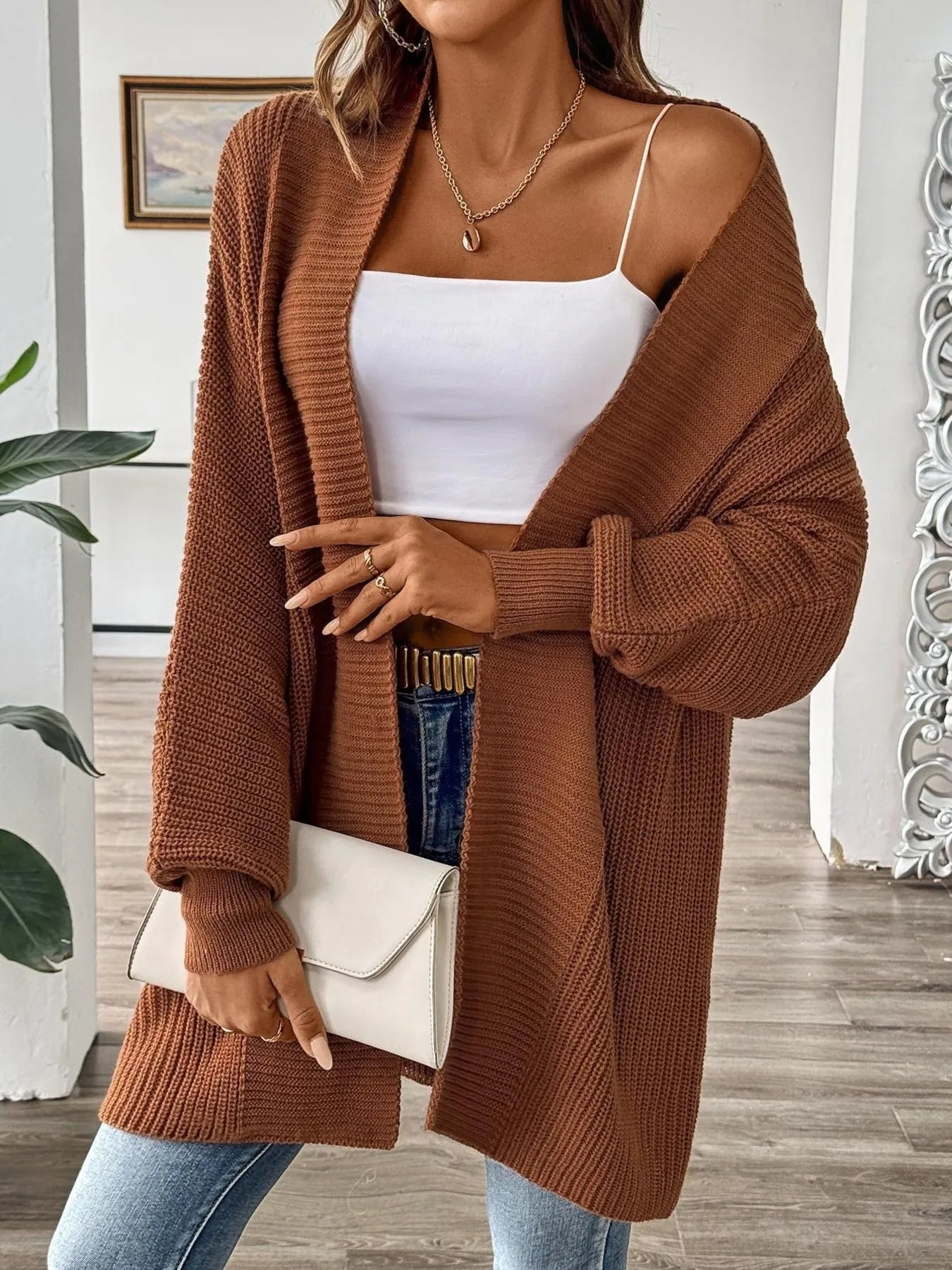 Oversized Knit Open Front Cardigan