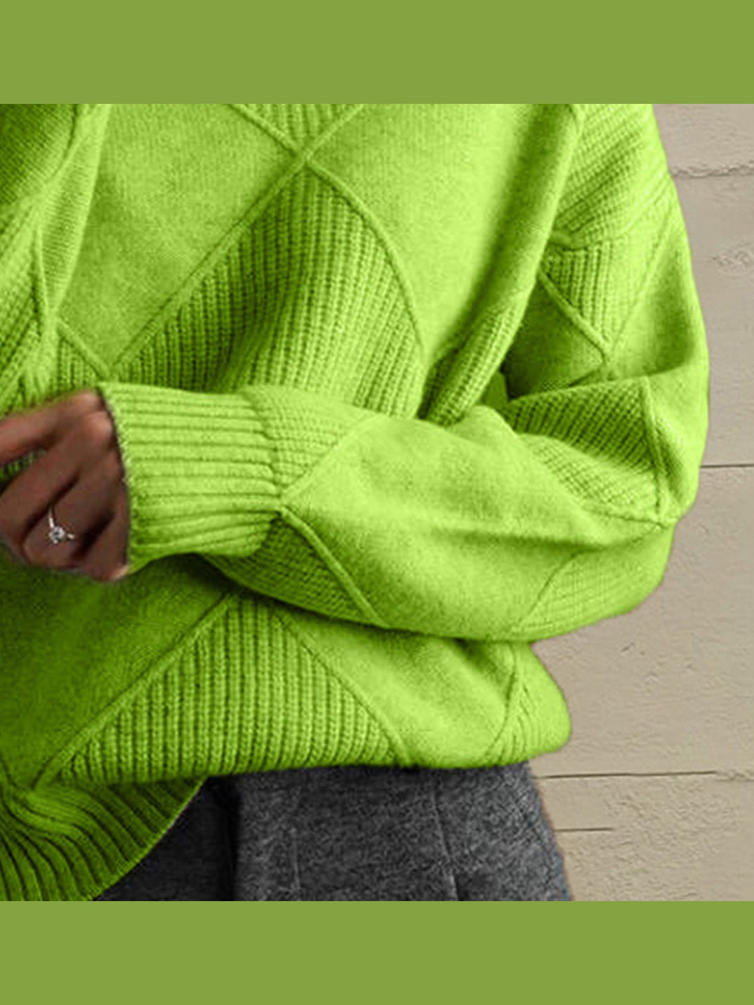 Geometric Turtleneck Long Sleeve Sweater nicholesgifts