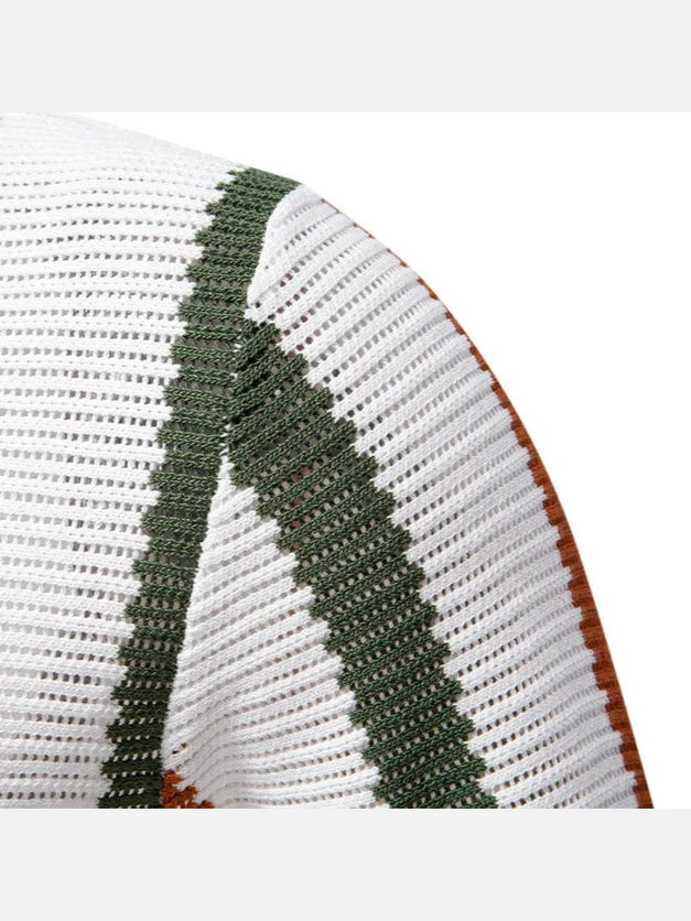 Men's Collared Neck Striped Knit Polo NicholesGifts