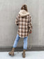 Plaid Dropped Shoulder Hooded Jacket nicholesgifts