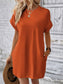 Women Pocketed Round Neck Short Sleeve Dress nicholesgifts