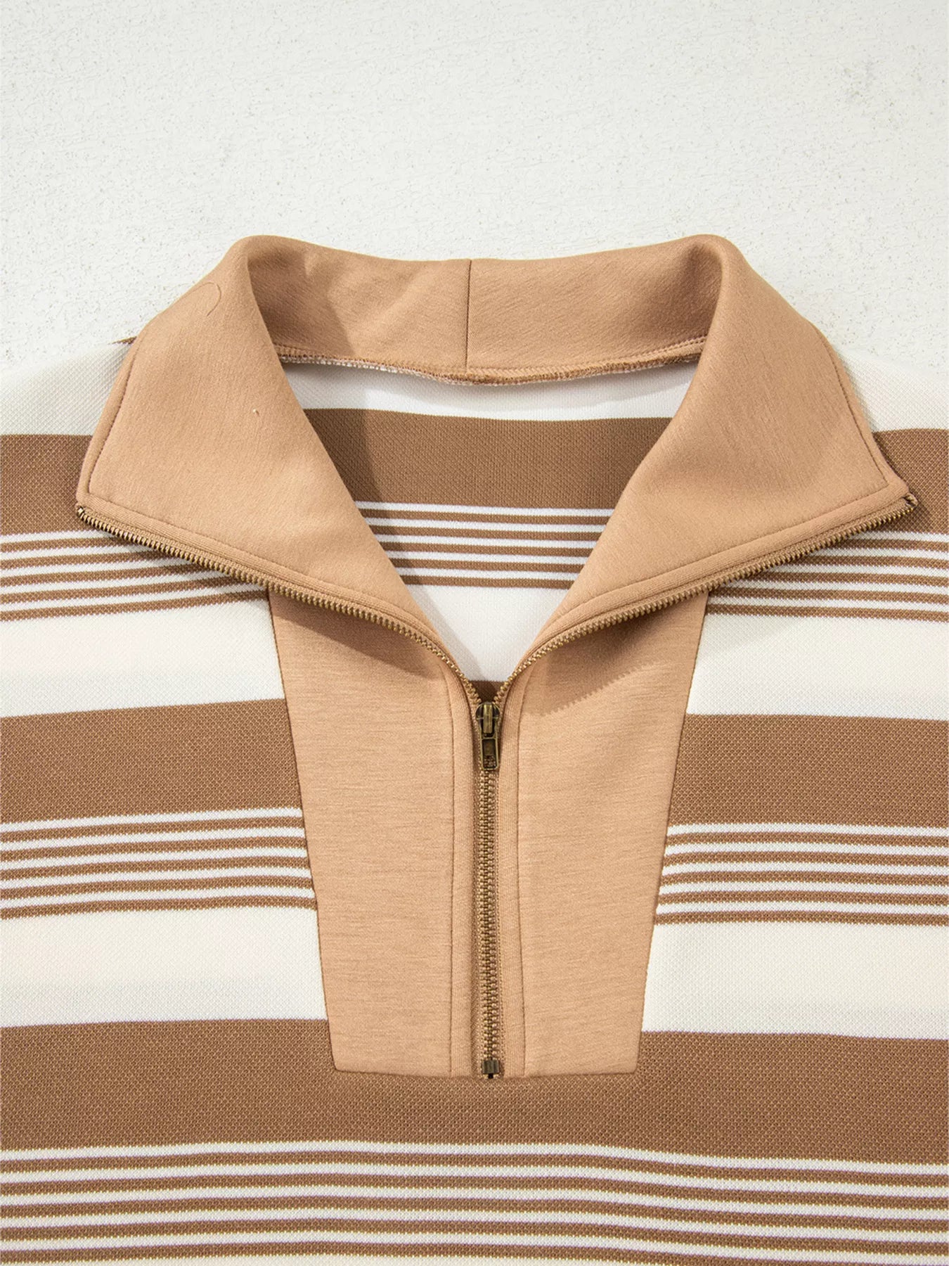 Stripe Zip Collar Patchwork Vintage Sweatshirt nicholesgifts