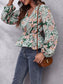 Floral V-Neck Balloon Sleeve Blouse nicholesgifts
