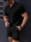 Men's Button Up Short Sleeve Shirt and Shorts Set nicholesgifts
